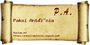 Paksi Antónia névjegykártya