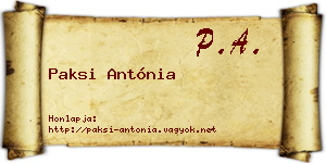 Paksi Antónia névjegykártya